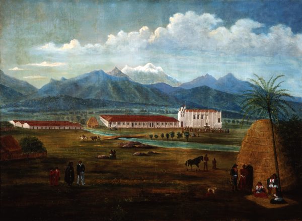 “San Gabriel Mission” by Ferdinand Deppe, 1832-35. A gift to Laguna Art Museum from Nancy Dustin Wall Moure.  