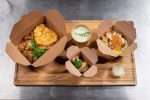 Top,View,Of,Kraft,Paper,Food,Containers,With,Meal,For